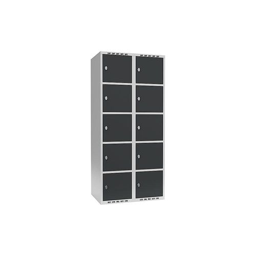 7042423061711 - 5er-Schließfachschrank Fydor 2 Abteile lichtgrau grau B 800 mm 2 Abteile flache Dachform Vorhängeschloss kaiserkraft 7042423061711 - 5er-Schließfachschrank Fydor 2 Abteile lichtgrau grau B 800 mm 2 Abteile flache Dachform Vorhängeschloss kaiserkraft