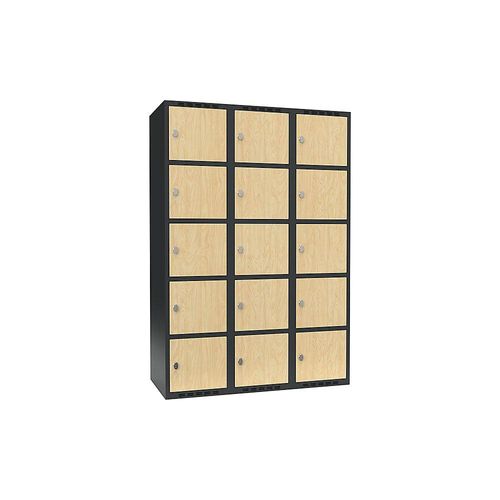 7042424830750 - 5er-Schließfachschrank Fydor 3 Abteile grau   Birke B 1200 mm 3 Abteile flache Dachform Vorhängeschloss kaiserkraft