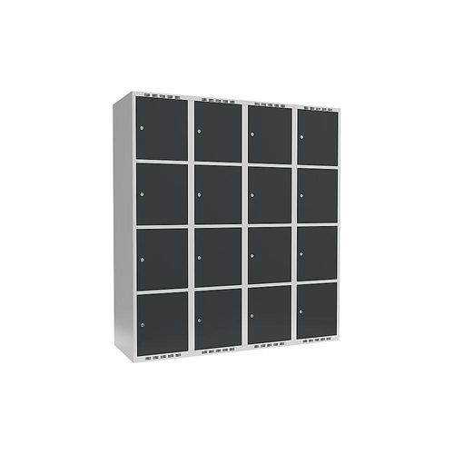7042423060295 - 4er-Schließfachschrank Fydor 4 Abteile lichtgrau   grau B 1200 mm 4 Abteile flache Dachform Zylinderschloss kaiserkraft