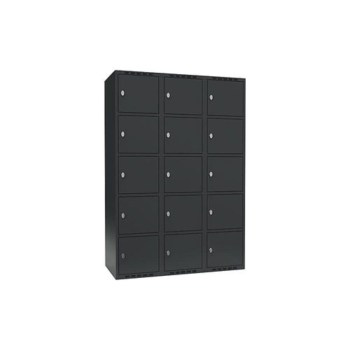 7042424833164 - 5er-Schließfachschrank Fydor 3 Abteile grau B 1200 mm 3 Abteile flache Dachform Vorhängeschloss kaiserkraft