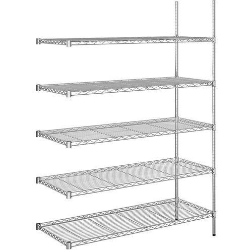 4061753091659 - Stahldraht-Gitterregal verchromt Fachlast 100 kg BxT 1220 x 610 mm Anbauregal Höhe 1880 mm 5 Fachböden kaiserkraft