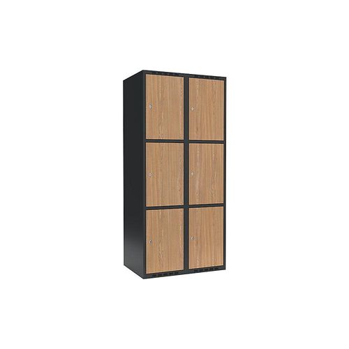 7042424846539 - 3er-Schließfachschrank Fydor 2 Abteile grau   Eiche B 800 mm 2 Abteile flache Dachform Zylinderschloss kaiserkraft