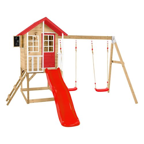 4262519770119 - Zwerkules Spielhaus Lolla 3 inkl Rutsche & Doppelschaukel 352x370x224cm