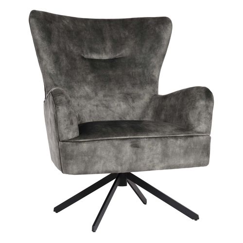 4057651539195 - Lounge-Sessel MCW-L63 Cocktailsessel Polstersessel Relaxsessel drehbar vintage Samt Metall ~ grau-grün