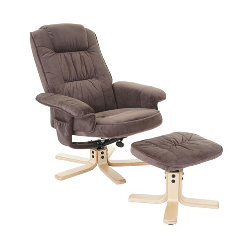 4057651212265 - Relaxsessel H56 Fernsehsessel TV-Sessel mit Hocker Stoff Textil MVG-zertifiziert ~ Wildlederimitat braun