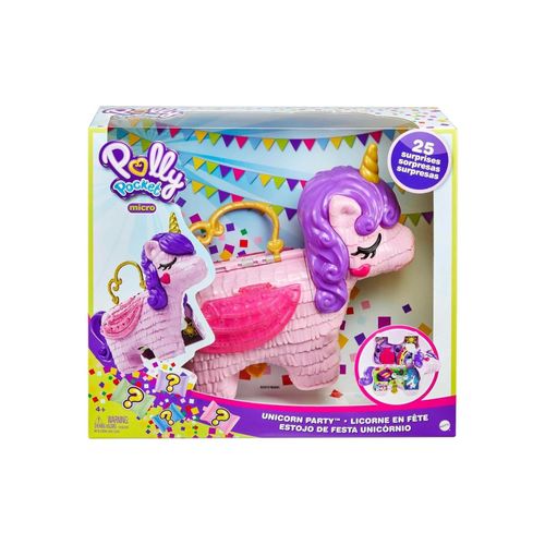 0887961929744 - Polly Pocket Einhorn-Party Spielset Polly und Lila Puppe und über 25 Überraschungen mehrfarbig