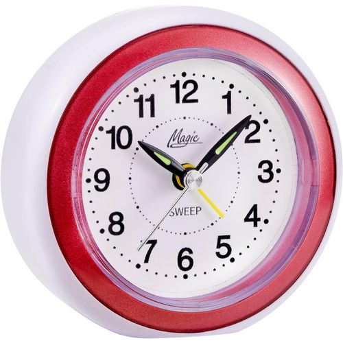 4026934219710 - Quarzwecker ATLANTA rot (rot weiß) Wecker ideal für Reisen Geschenkidee Leuchtzeiger Weckwiederholung analog
