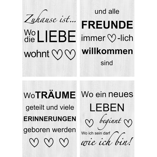 4062144538074 - Poster ARTLAND Wo die Liebe wohnt 1-4 Bilder Gr B H 21 cm x 297 cm Poster Sprüche & Texte Hochformat 4 St grau Poster Bilder Poster Wandbild Bild Wandposter