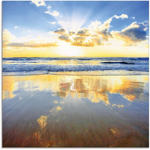 4055327023061 - Glasbild ARTLAND Sonnenaufgang über dem Ozean Bilder Gr B H 20 cm x 20 cm Himmel 1 St blau Glasbilder Bilder in verschiedenen Größen
