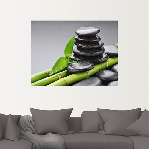 4059745735988 - Wandbild ARTLAND Basalt Steine und Bambus Bilder Gr B H 60 cm x 45 cm Wandaufkleber - Vinyl Zen 1 St schwarz Bild Metallbild Metallbilder Bilder als Alubild Leinwandbild Wandaufkleber oder Poster in versch Größen