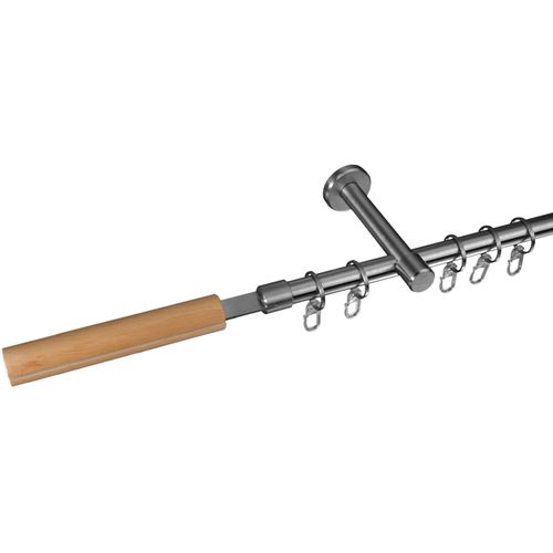 4016318326844 - Gardinenstange Stil Kolding Gardinenstangen Gr L 120 cm Ø 16 mm 1 läufig silberfarben (edelstahlfarben) Gardinenstangen Wandmontage 1-läufig im Fixmaß Ø 16 mm