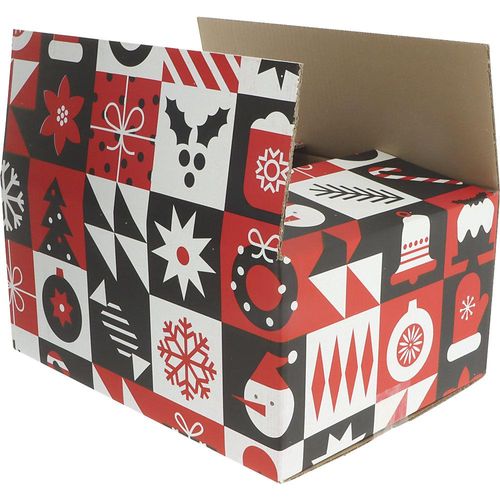 4251924790164 - Geschenkbox Christmas Pattern rot Innenmaße 390 x 290 x 177 mm ab 100 Stk kaiserkraft
