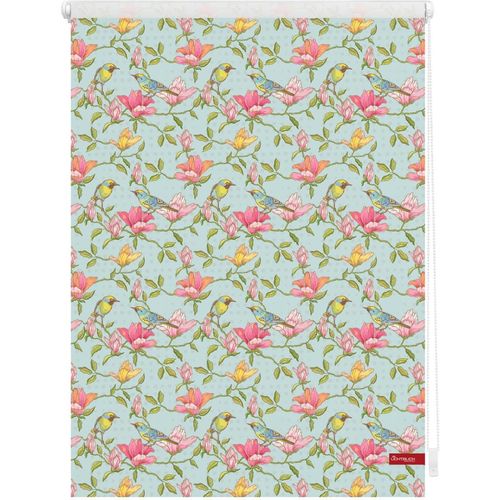 4251369833198 - Seitenzugrollo ORIGINAL Rollo Klemmfix ohne Bohren Verdunkelung Birds - Grün Pink Rollos Gr 70 cm stufenlos positionierbar 150 cm grün (grün pink weiß) Verdunkelungsrollos