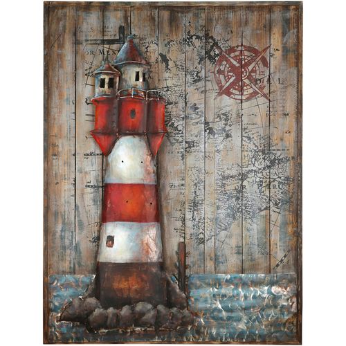 4063387380239 - Metallbild GILDE GALLERY Kunstobjekt Leuchtturm Bilder Gr B H T 75 cm x 100 cm x 60 cm Leuchtturm 1 St bunt Metallbild Metallbilder Bilder