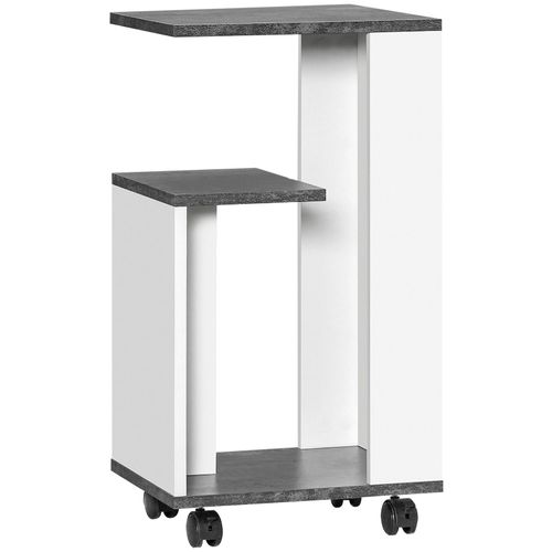 4255633555373 - Nachttisch Beistelltisch mit Rollen Couchtisch Kaffeetisch in modernem Design Sofatisch mit 3 Regalen für Schlafzimmer Wohnzimmer Grau Weiß 35 x 295 4255633555373 - Nachttisch Beistelltisch mit Rollen Couchtisch Kaffeetisch in modernem Design Sofatisch mit 3 Regalen für Schlafzimmer Wohnzimmer Grau Weiß 35 x 295
