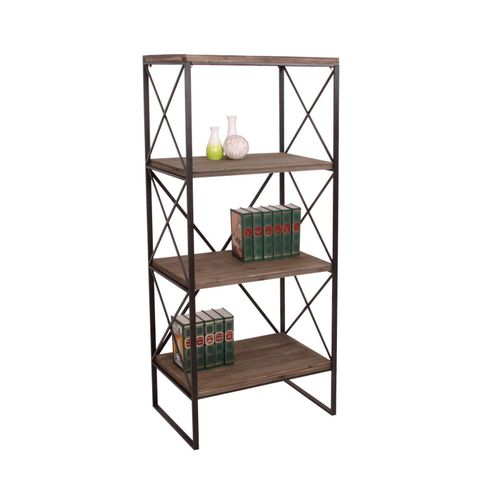 4057651200545 - Bücherregal MCW-C10 Standregal Wohnregal Echtholz Metall 4 Ebenen 142x60cm