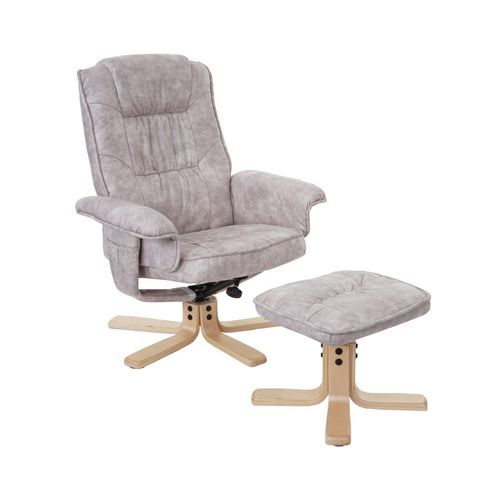 4057651231426 - Relaxsessel H56 Fernsehsessel TV-Sessel mit Hocker Stoff Textil ~ vintage hellgrau