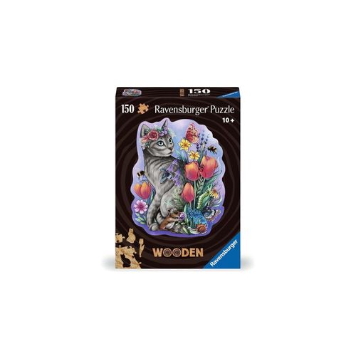4005555007579 - Spiel WOODEN Puzzle - Frühlingskatze - konturgeformtes Holzpuzzle mit 150 Teilen