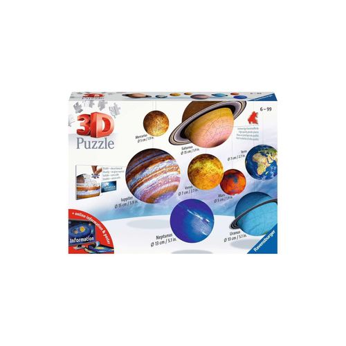 4005556116683 - Ravensburger 3D Puzzle Planetensystem 11668 - Planeten als 3D Puzzlebälle - Sonn