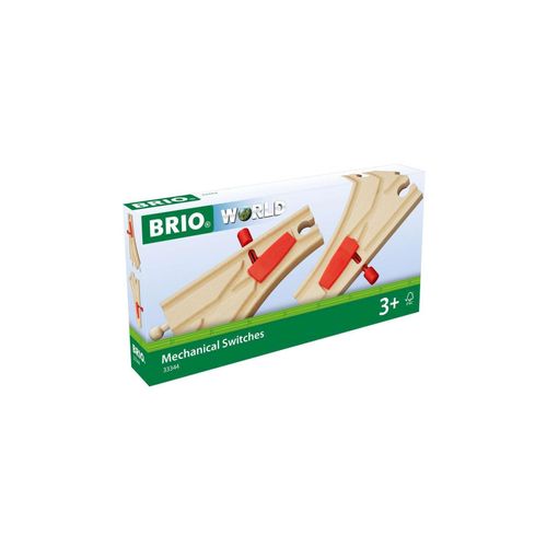 7312350333442 - Brio Mechanisches Weichenpaar L + M1 Holzeisenbahn-Schienen 2 Stück