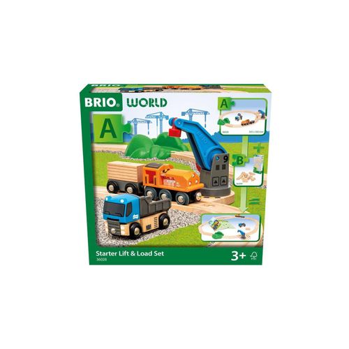 7312350360288 - BRIO World - 36028 Starterset Güterzug mit Kran A | Zugset für Kinder ab 3 Jahren