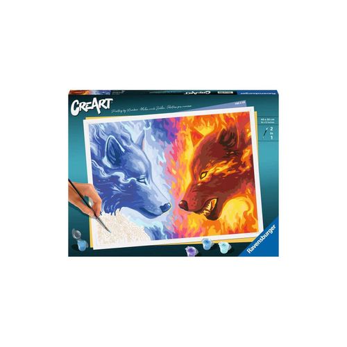 4005556235490 - Malen nach Zahlen RAVENSBURGER Creart - Fire & Ice Malvorlagen rot (rot blau) Kinder Basteln Malen Kosmetik Schmuck Made in Europe FSC schützt Wald weltweit