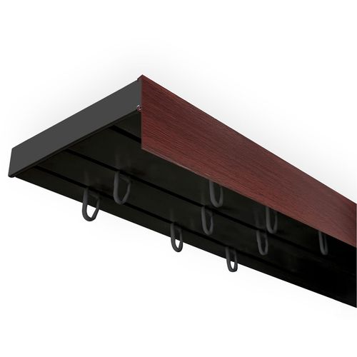 5949127168871 - Gardinenschiene Vorhangschiene SH (1) weiß mit Blende 5 cm Gardinenstangen Gr L 240 cm 3 läufig rot (schwarz mahagonifarben) Gardinenschienen