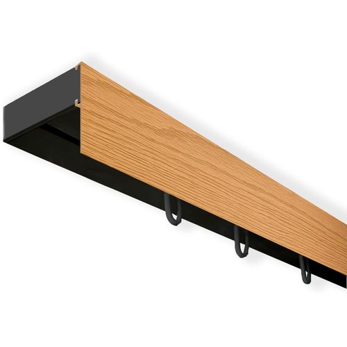 5949127162398 - Gardinenschiene Vorhangschiene SH mit Blende Gr 8 schwarz (schwarz eichefarben) Gardinenstangen L 400cm 1 läufig Kunststoff L400cm T47cm