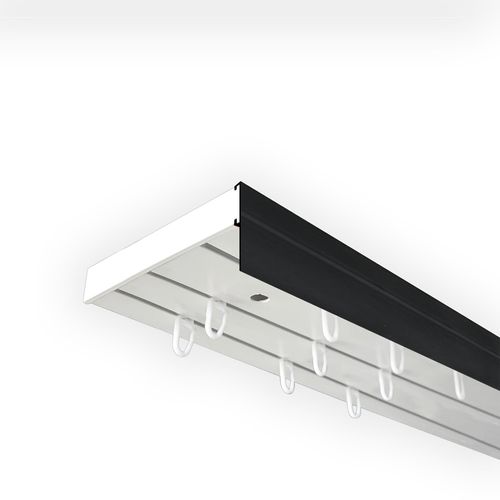 5949127157301 - Gardinenschiene Vorhangschiene SH (1) mit Blende 5 cm Gr 7 schwarz-weiß (weiß schwarz) L360cm T895cm Kunststoff Gardinenstangen