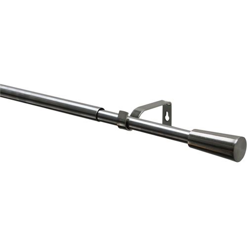 4003018381662 - Gardinenstange Gardinenstangen Set Kos Gardinenstangen Gr Ø 19mm 1 läufig silberfarben (edelstahl-optik) Kinder mit Bohren Schrauben Wandmontage Metall Kegel Ø 1916 mm