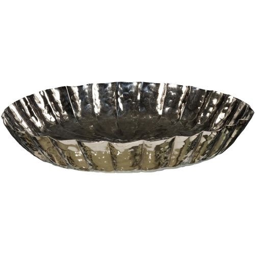 4064118115465 - Dekoschale CREATIV DECO Weihnachtsdeko Dekoschalen Gr Ø 65 cm silberfarben Dekoschalen Dekotabletts mit Struktur-Rand