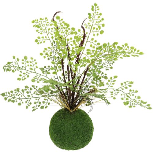 4019844802639 - Kunstpflanze Farnbusch auf Mooskugel IGEA Höhe 33 cm Künstliche Pflanze Waldfarn grün