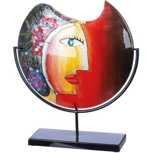 4063387520727 - Casablanca by Gilde Dekovase Glasart Deko Vase Face Cloe Höhe ca 48 cm (1 St) aus Metall und Glas handbemalt mit Fusingglaselementen bunt|rot 4063387520727 - Casablanca by Gilde Dekovase Glasart Deko Vase Face Cloe Höhe ca 48 cm (1 St) aus Metall und Glas handbemalt mit Fusingglaselementen bunt|rot