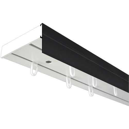 5949127157035 - Gardinenschiene Vorhangschiene SH (1) mit Blende 5 cm Gr 10 schwarz-weiß (weiß schwarz) L480cm T77cm Kunststoff Gardinenstangen
