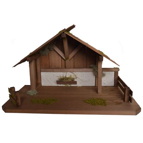 4251020711407 - Krippe ALFRED KOLBE Krippenstall für 15 cm Figuren Weihnachtsdeko braun WeihnachtskrippenB56cm H32cm T30cm Holz Echtholz B56cm H32cm T30cm