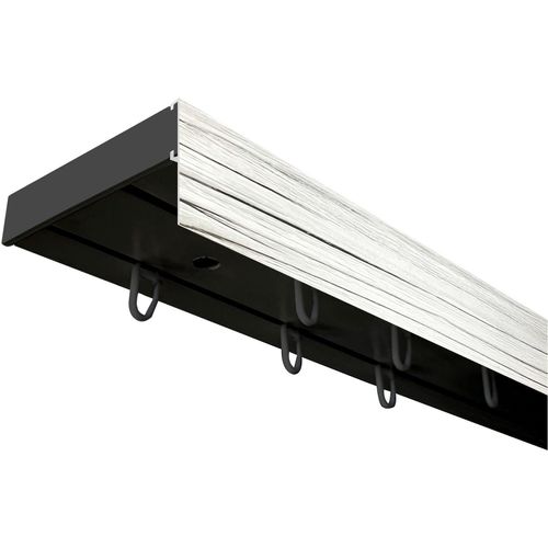 5949127159398 - Gardinenschiene Vorhangschiene SH (1) weiß mit Blende 5 cm Gardinenstangen Gr L 300 cm 2 läufig schwarz (schwarz eschefarben) Gardinenschienen