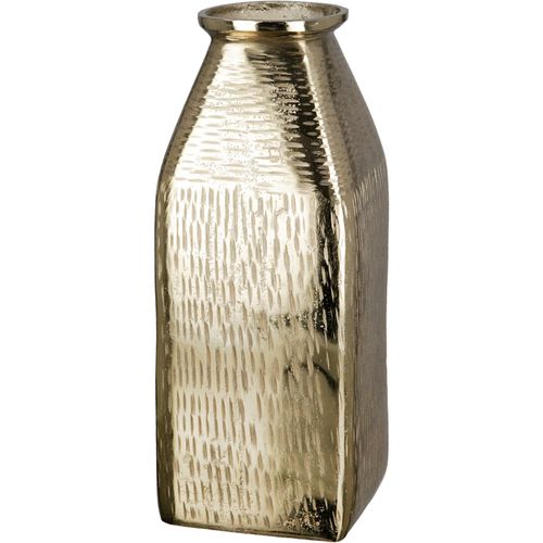 4063387691519 - Tischvase GILDE Lola Dekovase gold (goldfarben) B13cm H38cm T13cm Aluminium Vasen Vase aus Aluminium mit geritzter Oberflächenstruktur 4063387691519 - Tischvase GILDE Lola Dekovase gold (goldfarben) B13cm H38cm T13cm Aluminium Vasen Vase aus Aluminium mit geritzter Oberflächenstruktur