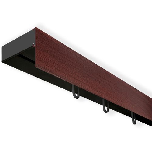 5949127169298 - Gardinenschiene Vorhangschiene SH mit Blende Gardinenstangen Gr L 580 cm 1 läufig rot (schwarz mahagonifarben) Gardinenschienen