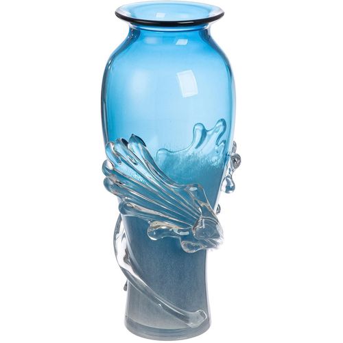 4063387470022 - Tischvase CASABLANCA BY GILDE Vase Wave blau blau B19cm H40cm T19cm Ø19cm Glas Vasen