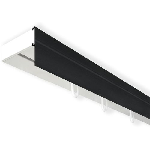 5949127157721 - Gardinenschiene Vorhangschiene SH mit Blende Gr 11 schwarz-weiß (weiß schwarz) Gardinenstangen L 510cm 1 läufig Kunststoff L510cm T47cm