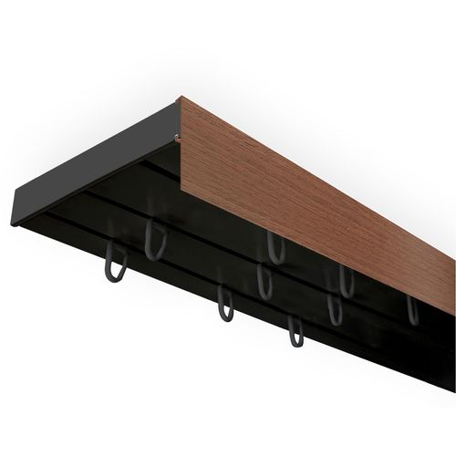5949127166594 - Gardinenschiene Vorhangschiene SH (1) weiß mit Blende 5 cm Gardinenstangen Gr L 540 cm 3 läufig schwarz (schwarz walnussfarben) Gardinenschienen