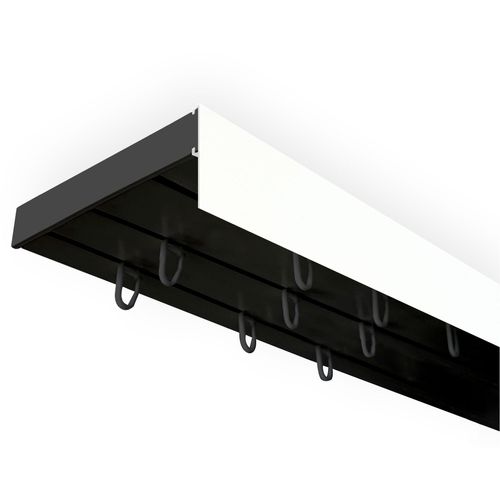 5949127156342 - Gardinenschiene Vorhangschiene SH mit Blende Gr 1 schwarz-weiß (schwarz weiß) L120cm T895cm Kunststoff Gardinenstangen 5949127156342 - Gardinenschiene Vorhangschiene SH mit Blende Gr 1 schwarz-weiß (schwarz weiß) L120cm T895cm Kunststoff Gardinenstangen