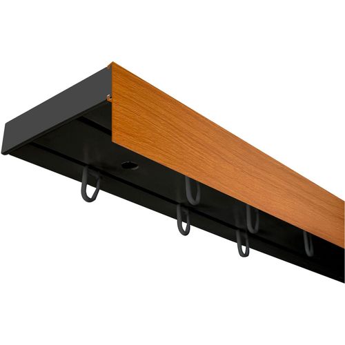 5949127163951 - Gardinenschiene Vorhangschiene SH (1) weiß mit Blende 5 cm Gardinenstangen Gr L 580 cm 2 läufig schwarz (schwarz kirschholzfarben) Gardinenschienen