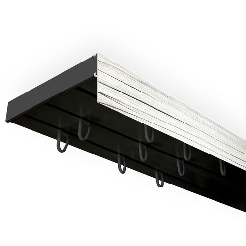 5949127159756 - Gardinenschiene Vorhangschiene SH (1) weiß mit Blende 5 cm Gardinenstangen Gr L 240 cm 3 läufig schwarz (schwarz eschefarben) Gardinenschienen