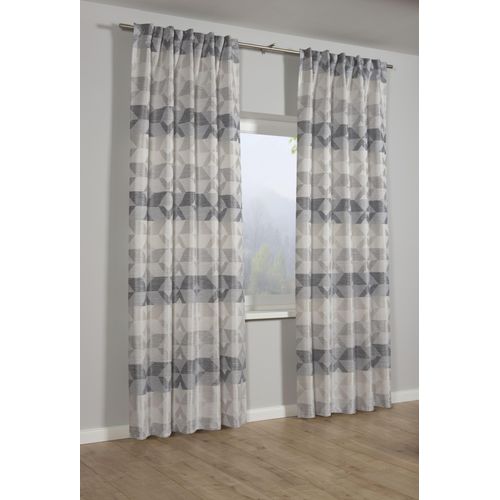 4040976249788 - Gardine Schal Raute Gr 1 grau B140cm H245cm Polyester Gardinen mit Gardinenband und verdeckten Schlaufen
