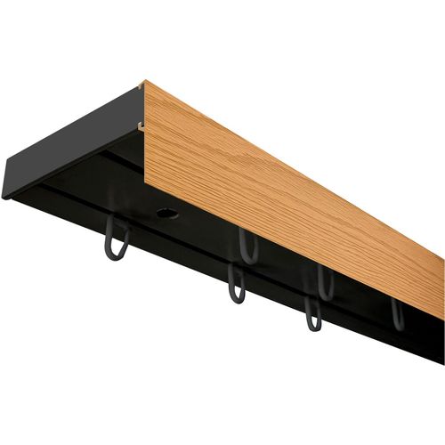 5949127161681 - Gardinenschiene Vorhangschiene SH (1) weiß mit Blende 5 cm Gardinenstangen Gr L 580 cm 2 läufig schwarz (schwarz eichefarben) Gardinenschienen