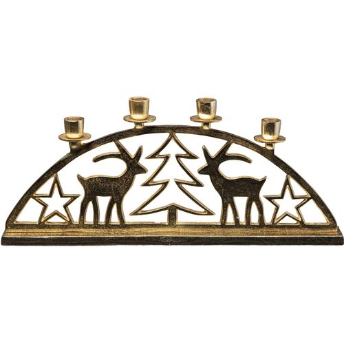 4064118184577 - Kerzenhalter CREATIV DECO Adventsleuchter Weihnachtslandschaft Gr B H 50 cm x 21 cm goldfarben Windlichter Laternen Stabkerzenhalter Weihnachtsdeko Breite ca 50 cm 4-flammig