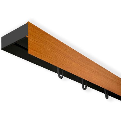 5949127164705 - Gardinenschiene Vorhangschiene SH mit Blende Gardinenstangen Gr L 480 cm 1 läufig schwarz (schwarz kirschholzfarben) Gardinenschienen