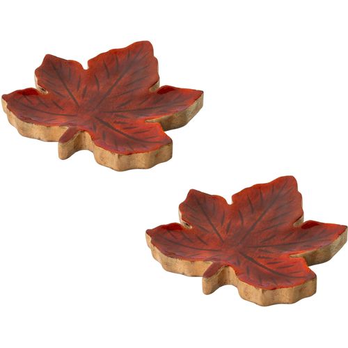 4064118995111 - Dekoteller CREATIV DECO Weihnachtsdeko Dekoschalen braun Deko im Ahorn-Blatt-Design