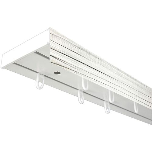 5949127046643 - Gardinenschiene Vorhangschiene SH mit Blende Gr 1 weiß (weiß eschefarben) L120cm T77cm Kunststoff Gardinenstangen